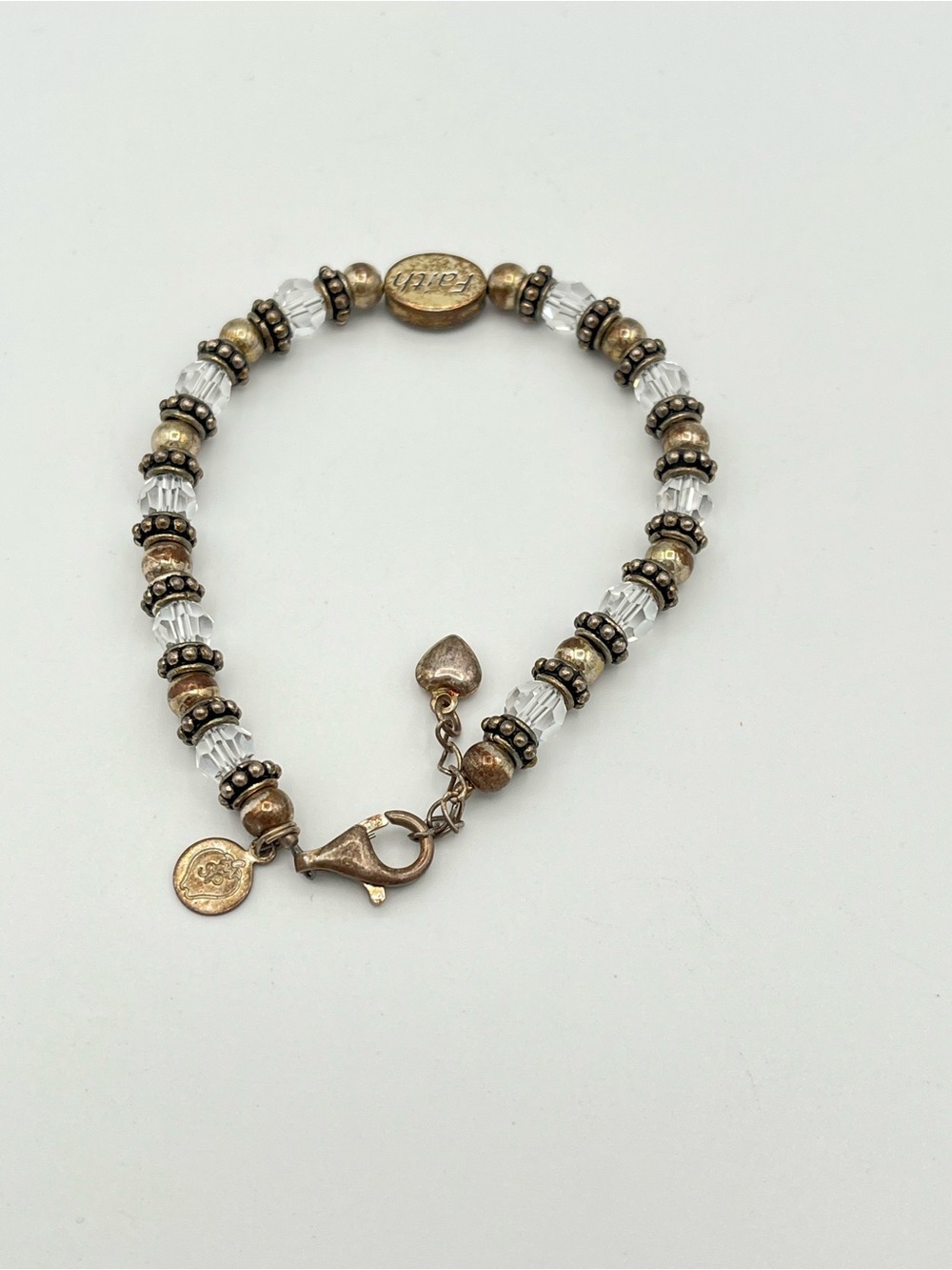 Vintage Silpada 2005 Faith Sterling Silver Oxidized Beaded Crystal Bracelet B098